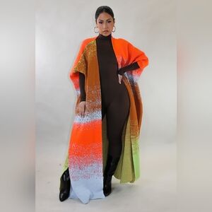 Ms. Sophisticated Cardigan- Orange/Multi
